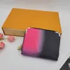 Gradient color zipper Wallet Women Designer Coin Purse Luxurys Fashion Leather Card Holder Wallets Lady Clutch Bags With Box