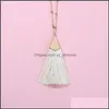 Pendant Necklaces Pendants Jewelry Boho Soft Fan Fringe Tassel Long Necklace Gold Polished Metallic Triange With Beads Stones Chain For Wo