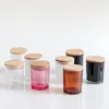 6-Unzen-Kerzengläser aus Glas, durchsichtige, leere Kerzen-Zinnbehälter mit Holzdeckel für die Herstellung von Kerzen zum Selbermachen