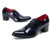 Shinny Patent Leather Shoes For Men Lace Up Oxford Shoes Pointed Toe Mens Shoes Dressed High Heel Party Oxfords Mixed Colors