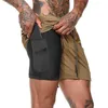 Short de course rétro de randonnée camouflage Short de compression pour hommes avec poche pour téléphone Double pont Séchage rapide GYM Fitness Jogging Entraînement Short260o