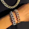 HBP Hip Hop Bling Haded Out Crystal Cuban Link Bracelet para mujeres Men Gold Silver Color Full Rehinestones Miami Jewelry 2207118661477