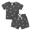 0-6 years old summer girl baby pit pattern sun printing solid color pullover 2022 new boy baby short-sleeved T-shirt shorts 2Pcs G220521