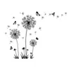 Black Dandelion Wall Sticker Butterflies on the Wall غرفة المعيشة غرفة نوم نافذة الديكور