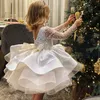 Gold Girls Pageant Dresses Sequined Toddler Ball Gowns Jewel Long Sleeves Formal Kids Party Christmas Gown Flower Girl Dresses for Weddings
