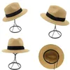 Chapeaux à large bord ruban noir femmes chapeau de paille couleur unie mode décontracté Version coréenne Simple plage été CapWide