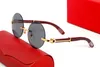 Luxury fashion Sunglasses rimless designer glasses round lens metal wooden retro unisex with original box frameless oval 2021 Ornamental