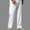 Pantaloni da uomo estivi di grandi dimensioni in cotone alti grandi pantaloni di lino a gamba larga pantaloni da jogging oversize uomo più uomini larghi 220330