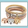 Urok bransoletki biżuteria 3pcs/zestaw Elastyczna kryształowa bransoletka diamentowe serce korona drzewo życia scl motyl bangle Sets