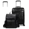 Equipaje baúl de cocodrilo real valise tote duffle maleta de viaje Bolsas de equipaje con ruedas de cuero Mano negro brwon puede custom 360wheels hor