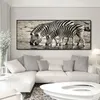 Moderna djur konst affischer och tryck väggkonst canvas målning zebra dricksvatten bilder för vardagsrum hem dekor ingen ram