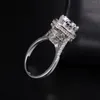 Ringos de cluster sólido 100% 925 Casamento de prata esterlina para mulheres Big Round 3Ct simulado Diamond Tower Tower Tower Gemstone JewelryCluster