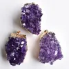 Pendant Necklaces 3pcs Druzy Irregular Random Natural Amethysts Quartz Geode Cut Necklace Crystal Piont Stone Drusy Healing