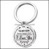 Key Rings Jewelry Ring Stainless Steel I Love You Forever Keychain My Son Daughter Keyrings Bag Hangs Fashion X20Fz Drop D Dh8Mh