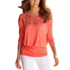 Women's T-Shirt Wholesale- Women Chiffon Shirt Lace Stitching Loose Solid Color Three Quarter Sleeve Tee Tops LJ7253E1
