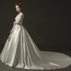 Abiti da sposa abiti da sposa Temperamento sposa femmina satinata semplice a maniche lunghe a maniche lunghe slim retrò lungo abito abito moscering vestido de nolia