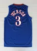 Top Quality #55 Dikembe Mutombo Jerseys Cheap #3 Allen Iverson Jersey #15 Carmelo Anthony Jersey Red Blue White Stitched jerseys