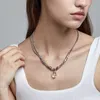 ENFASHION Glass Ball Pendant Necklace For Women Stainless Steel Zircon Chain Necklaces Collier Fashion Jewelry Halloween P213264 220517