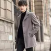 Men's Wool & Blends Winter Men Coats Woolen Solid Long Sleeve Jackets Fleece Overcoats Streetwear Fashion Trench Outerwear T220810