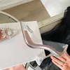 Высочайшее качество Женская одежда Обувь мода прозрачный ПВХ подсолнечника горный хрусталь пряжки кристалл каблука насосы дизайнер сексуальные заостренные пальцы свадьбы