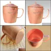 Mugs Drinkware Kitchen Dining Bar Home Garden Chinese Tea Cup Thickened Teacup Pure Genuine Copper Water Handcrafted Red Cla Dhbm5