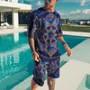 Summer Men's 2 Piece Set Trend Fashion Man T Shirt Beach Shorts Suit 3D Print O-Neck Top Tracksuit Male Clothing Streetwear 220708