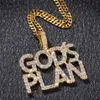 Out Iced Letters Hangdoek ketting Nieuwe aankomstgoden plannen aaa zirkon heren charmes ketting mode hiphop sieraden246m