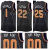 Tela de basquete impresso Devin Booker Jersey 1 DeAndre Ayton 22 Mikal Bridges 25 Chris Paul 3 Cameron Johnson 23 Jae Crowder 99 Black Purple White Moman Youth Youth Youth