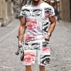 Ensemble de T-shirt pour hommes imprimé en 3D drôle col rond hip-hop Harajuku tenue d'été décontractée à manches courtes vêtements de sport de rue hauts 220624