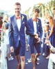 Herenpakken Blazers Formele Royal Blue Beach Men Pak Wedding voor 2022 man Tuxedos shorts0 broek bruidegoms slank op maat 2 pc's jas shortsmen '