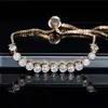 Clássico 3A Cubic Zirconia Tennis Pulseira Rose Gold Pulseiras Cobre Branco Redondo Diamante Luxo Designer Jóias Para Mulheres Partido Amigo Meninas Presente Atacado