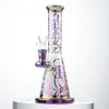 Narguilés arc-en-ciel uniques 14mm Joint femelle Bong en verre coloré pomme de douche Perc narguilés avec bol Banger plate-forme pétrolière Dab ZDWS2005