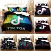 Populor App Tiktok Pattern Dovet Wover with Pillow Cover Bedding Set Single Twin Comple Comple Complete Size for Bedroom Decor T202938