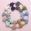 20pc/lot Solid Cotton Bow Nylon Headband For Girls Hair Bows Kids Children Elastic Hairbands Party Gifts Hair Accessories LJ201226