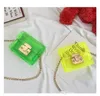 Kids transparent mini purse girls pearls metals buckle chain one shoulder Jelly bags children candy color PVC messenger bag wallet F1118