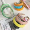 Voller Strass -Stirnbänder Mode Hair Accessoires Frauen Weitkante Kristall Süßigkeiten Farbe Schwamm Haarband Wildhaarbänder Kopfbedeckung