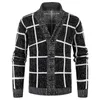 Men Casual Plaid Print lange mouwen lange mouwen enkele borsten borsten trui Vest Plaid lange mouwen gebreide trui jas L220730