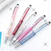 Vackert Crystal Ballpoint Fashion Creative Stylus Touch Pen for Writing Stationery Office School Anpassad gåva 220704