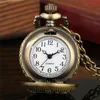 Bronze horloges uitgehold bloemblad ketting ketting ketting kwarts pocket horloge voor mannen vrouwen Arabisch nummer display cadeau