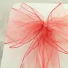 50st 18x275cm Dark Coral Wedding Organza Stol Cover Sashes Bow Sash Wedding Banket Party Decoration