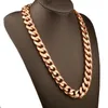 Kedjor Charmiga Curb Cuban Mens Womens halsbandskedja Rose Gold Color Rostfritt stålhalsband för modesmycken 15MMCHAINS