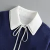Camicetta con colletto finto da donna Maglione con risvolto bianco Decor colletti staccabili per mezza camicia da donna in pizzo nero W220323