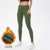 Yoga outfit kvinna byxor vinter sammet med fickor hög midja leggings varma gym sport tights fitness kvinnor stretchiga byxor