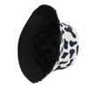 Bérets réversible noir blanc vache imprimé seau chapeau femmes hommes mode soleil Panama extérieur pêcheur casquette unisexe Hip Hop casquettes