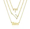 Collier avec 12 signes du zodiaque pour femmes, pendentif Constellation, chaîne ras du cou, bijoux d'anniversaire avec carte en carton, 3 pièces/ensemble GC944