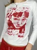 Gitana Grafika T Shirt Dla Kobiet Y2K Z Długim Rękawem Crop Topy Casual Vintage Odzież Moda Jesień Kawaii Harajuku Tee 220321