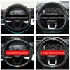 Modificação de interiores para Audi A3 8p 8V A4 B8 B6 A5 Q5 Q3 Cristão de couro Cristão de couro Chave Tampa de carbono Fibe emblema Tampa de aderência