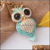 Porte-clés Bijoux Mignon Cristal Hibou Bague En Métal Porte-clés Pour Femmes Animal Oiseau Strass En Gros Livraison Directe 2021 Ysnwg