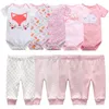 Born Set Set Bodysuits+Spodnie 7/9PCS Baby Girl Outfits Róż Sweet Toddler Boy Autumn Clothing 0-12m Niemowlę Darowi narodzin Soft 220507