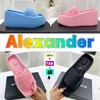 2022 Moda Alex Taji Slippers Wang com sandálias de designer de caixas azul rosa preto luxo feminino Sandália mais nova Lady Lady Summer Outdoor Indoor Women Slides